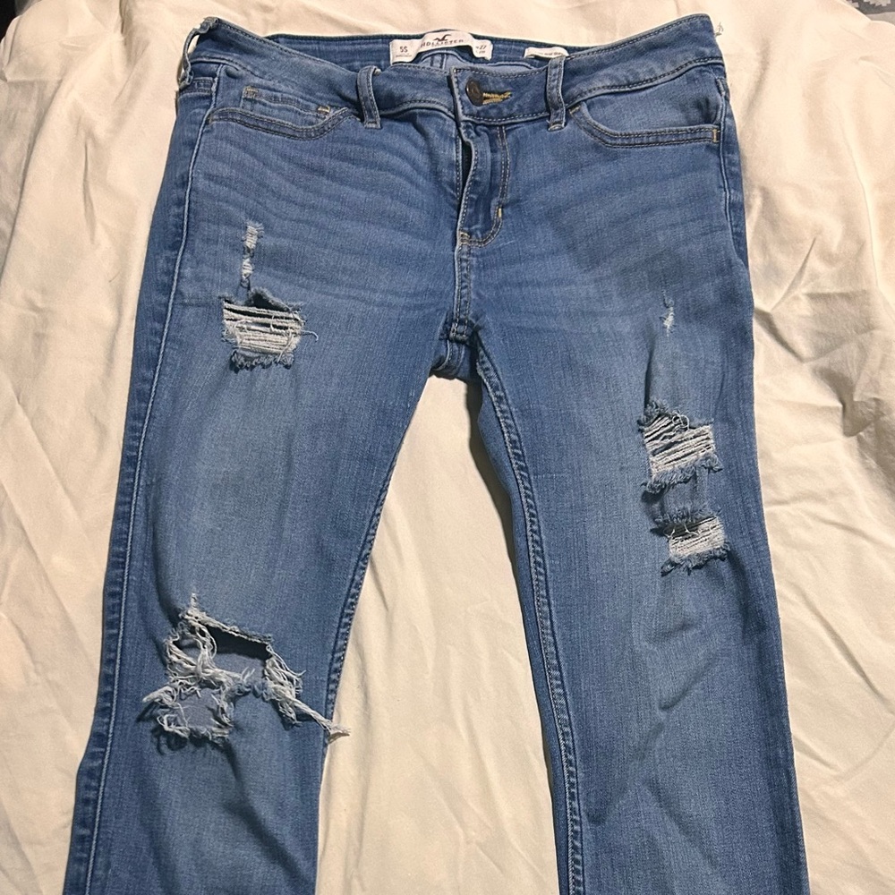 Hollister Light Blue Ripped Denim Jeans, 5S, 27